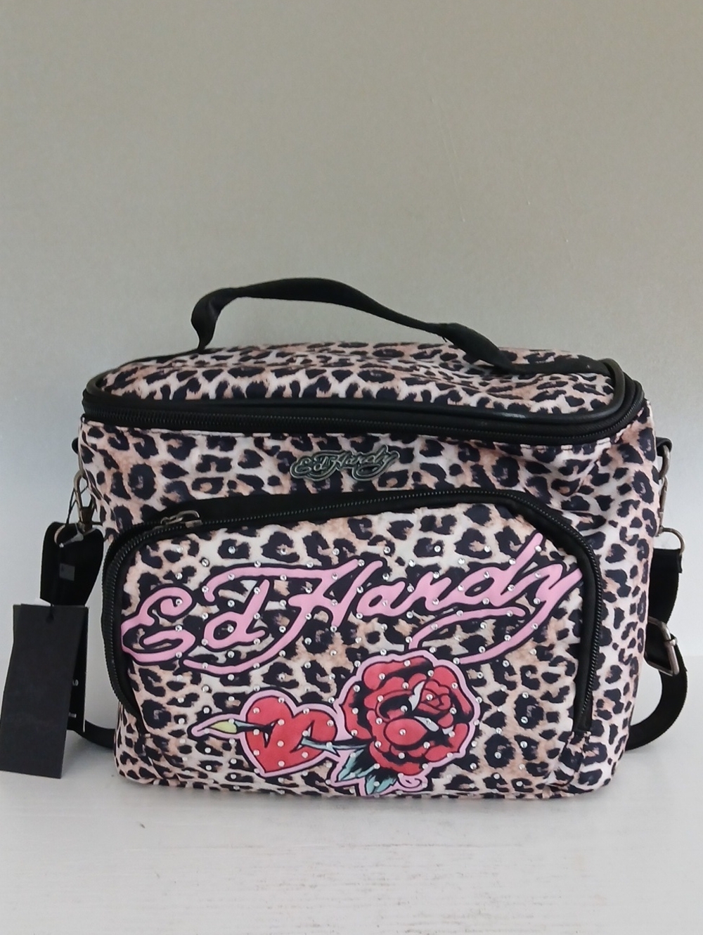 Ed Hardy Pink Leopard Print Thermal Lunch Tote
